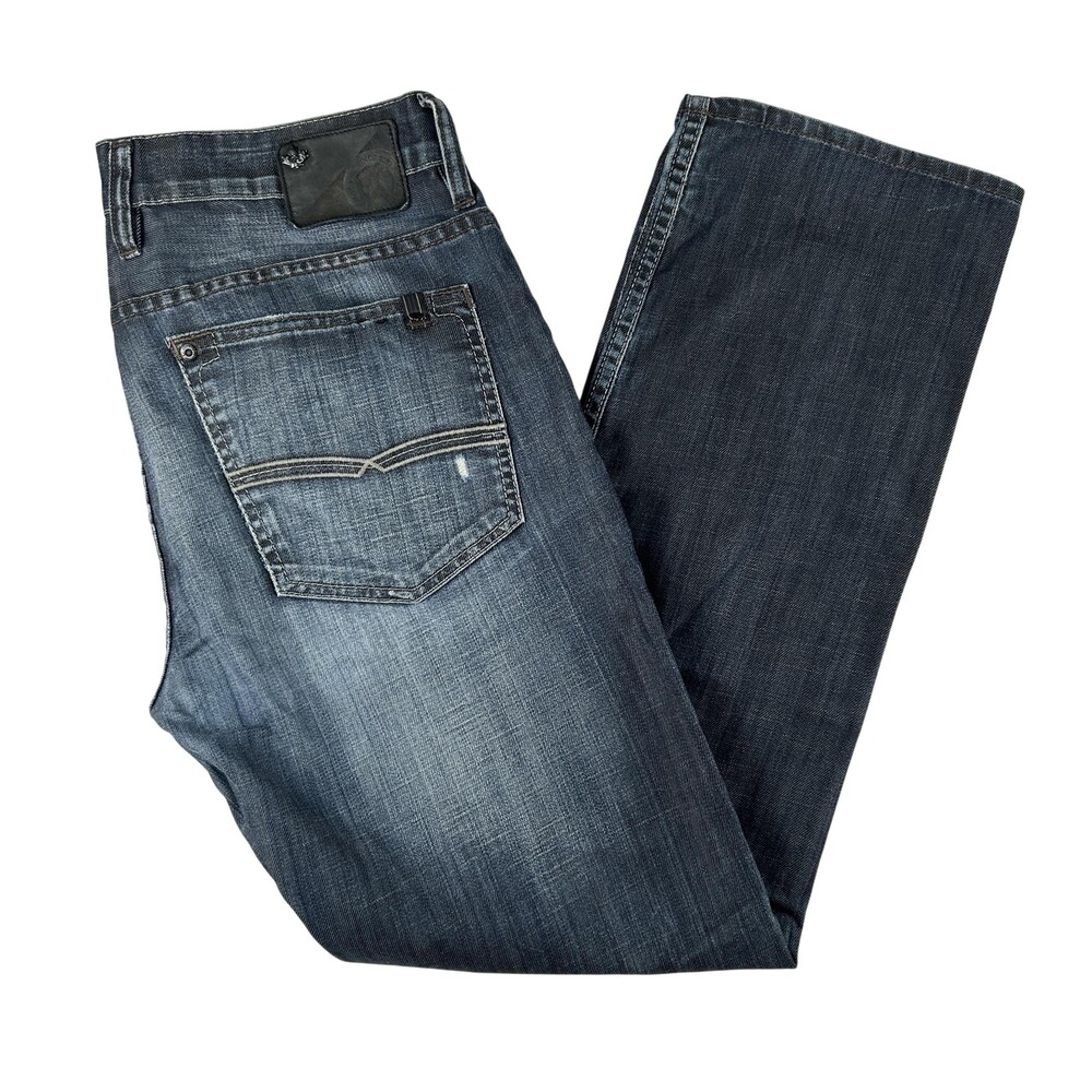 Buffalo David Bitton Six Basic Jeans Mens 33x30 Medium Wash Blue Slim Straight